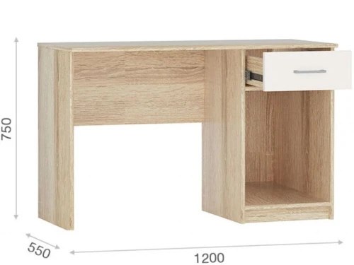 Стол «Стелс» 120 1д1ящ, Дуб сонома/белый