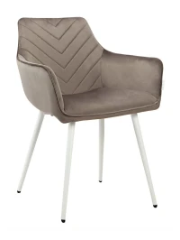 DC834 Стул мягкий с подлокотниками, АНТРАЦИТ#G62-15 велюр, каркас металл белый DC834 Стул мягкий с подлокотниками, АНТРАЦИТ#G62-15 велюр, каркас металл белый