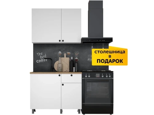 Кухонный гарнитур «Ева» 100см, Белый шагрень (дуб классический)