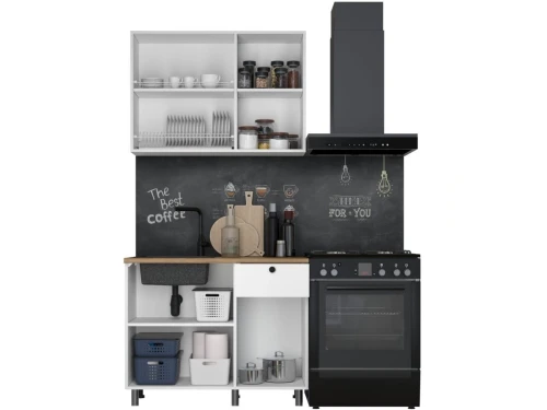 Кухонный гарнитур «Ева» 100см, Белый шагрень (дуб классический)