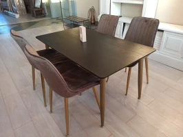 Обеденный комплект стол ФАВОРИТ “FAVORITE” + 4 коричневых стула СЕДИЯ “SEDIA”