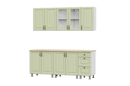 Готовая кухня Прованс (без столешницы), Белый, Фисташковый