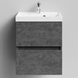 Тумба Бест 50  подвесной, Серый камень ПВХ 57806 Vodok с раковиной в комплекте