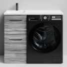 Тумба Смайл 100 напольный, под стиральную машину, левая, Лиственница структурная контрастно-серая ПВХ 64202 Vodok с раковиной в комплекте Тумба Смайл 100 напольный, под стиральную машину, левая, Лиственница структурная контрастно-серая ПВХ 64202 Vodok с раковиной в комплекте