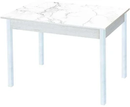 Альфа фотопечать стол обеденный раздвижной / белый мрамор/бетон белый/белый