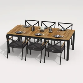 Обеденная группа TELLA  FESTA  каркас карбон / стол тик 200 / ткань антрацит