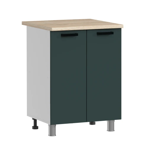 Готовый кухонный гарнитур ГК Аленушка 1,6м  Лаванда Керамика/Изумруд,скоба черный,сонома