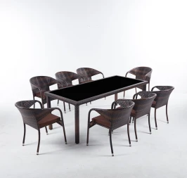 Обеденная мебель из искусственного ротанга комплект  СИЦИЛИЯ «SICILY» 8 персон Dark Brown