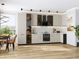 Кухонный гарнитур Флэт-05 Cashmere In 2S-Graphite