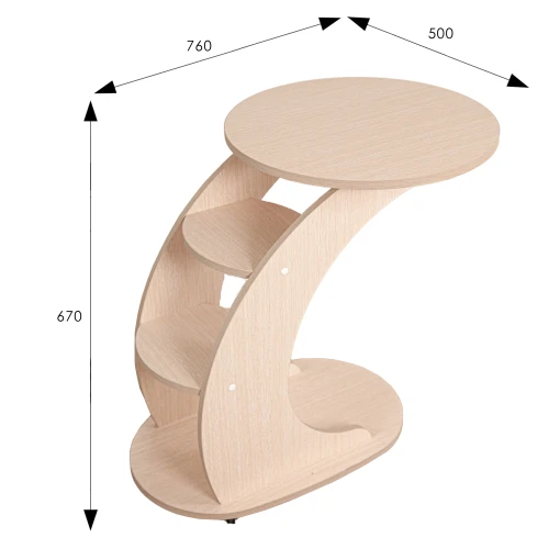 Стол подкатной Стелс молочный дуб Л