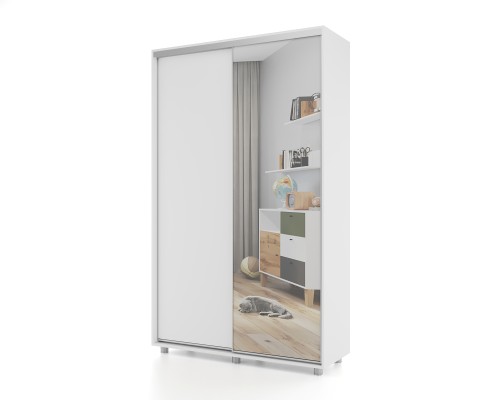 Шкаф-купе PRIME, 140х45х230 Белый с зеркалом