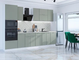 Прямая модульная кухня Квадро-01 Аквамарин Белый 2140*3000*600