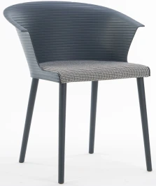 DC277 Стул пластиковый, каркас Серый, подушка черно-белая