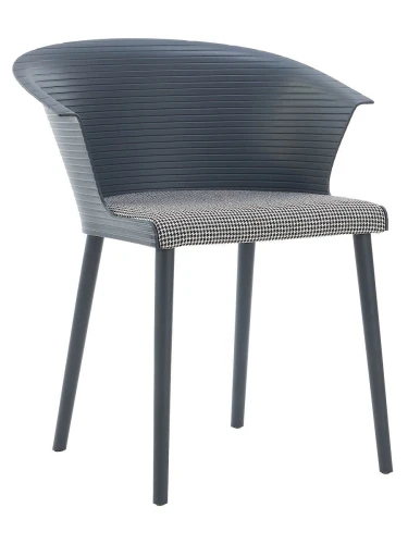 DC277 Стул пластиковый, каркас Серый, подушка черно-белая