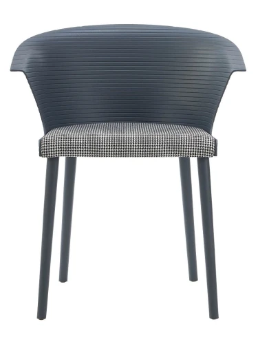 DC277 Стул пластиковый, каркас Серый, подушка черно-белая