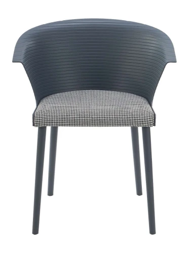 DC277 Стул пластиковый, каркас Серый, подушка черно-белая