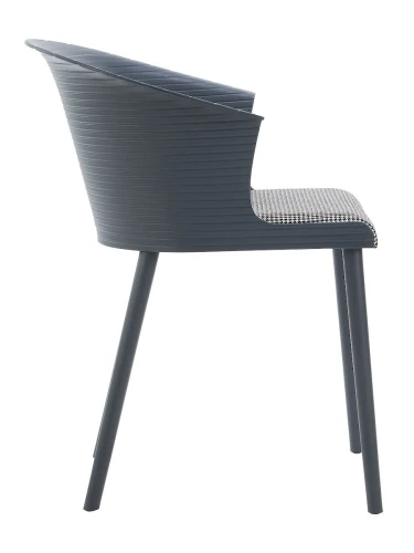 DC277 Стул пластиковый, каркас Серый, подушка черно-белая