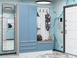 Готовая прихожая Стиль-03 Silky Blue/Белый