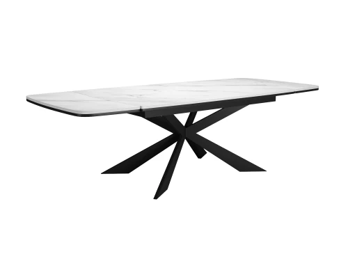 Стол DikLine KM160 мрамор С41 (керамика белая)/опоры черные