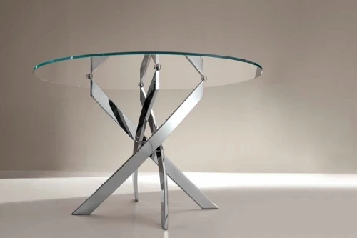 Стол BARONE (01.92) G093 хром/С150 э-бел. гл. стекло, L021алюм.вставка