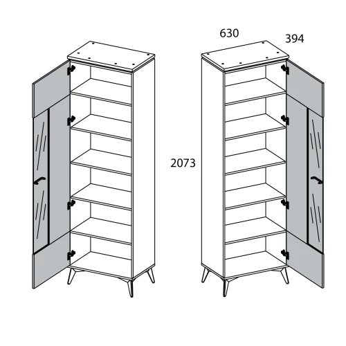 VINATI, Шкаф с витриной 1V. Цвет ПЕРСИДСКИЙ ЖЕМЧУГ/ АМАРОК