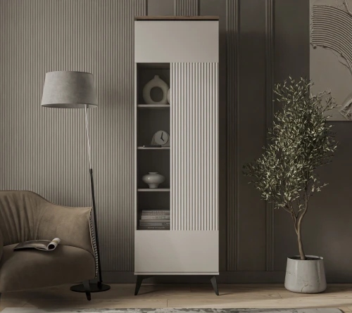 VINATI, Шкаф с витриной 1V. Цвет ПЕРСИДСКИЙ ЖЕМЧУГ/ АМАРОК