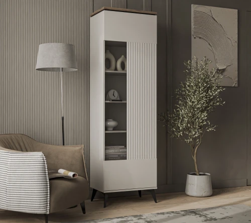 VINATI, Шкаф с витриной 1V. Цвет ПЕРСИДСКИЙ ЖЕМЧУГ/ АМАРОК