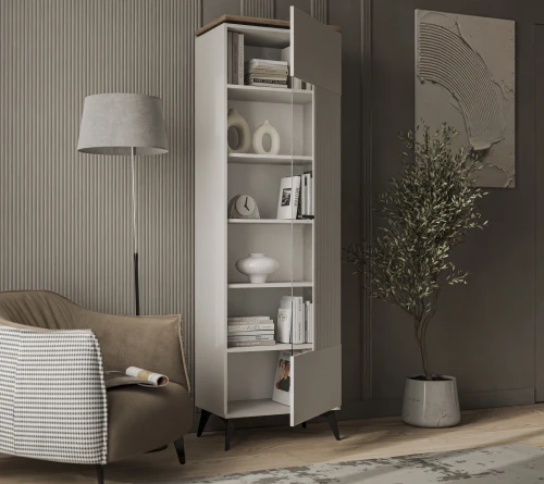 VINATI, Шкаф с витриной 1V. Цвет ПЕРСИДСКИЙ ЖЕМЧУГ/ АМАРОК