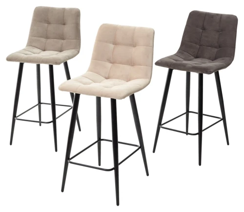 Полубарный стул CHILLI-QB графит #14, велюр/ черный каркас (H=66cm) М-City