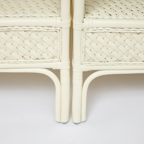 Комплект обеденный "ANDREA GRAND" (стол со стеклом+6 кресел+ подушки) TCH White (белый), Ткань рубчик, цвет кремовый