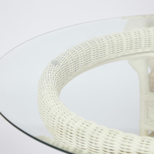 Комплект обеденный "ANDREA GRAND" (стол со стеклом+6 кресел+ подушки) TCH White (белый), Ткань рубчик, цвет кремовый