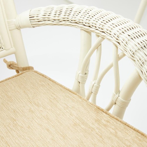 Комплект обеденный "ANDREA GRAND" (стол со стеклом+6 кресел+ подушки) TCH White (белый), Ткань рубчик, цвет кремовый