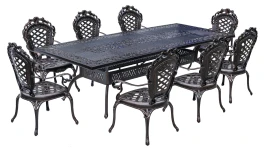 Садовый обеденный комплект из литого алюминия стол Секвойя «Sequoia» 265х113 арт.6367 + 8 кресел Финляндия