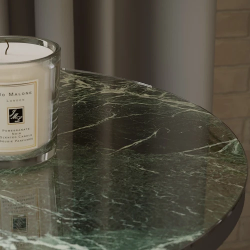 Стол придиванный Остин УФ зеленый мрамор/черный