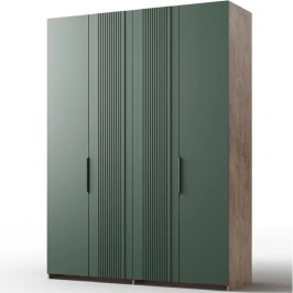 Шкаф «Герта» 4д КМК 0979.1, дуб канзас/зеленый матовый