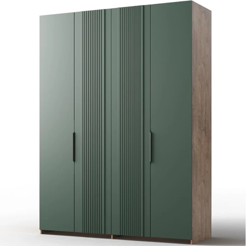 Шкаф «Герта» 4д КМК 0979.1, дуб канзас/зеленый матовый