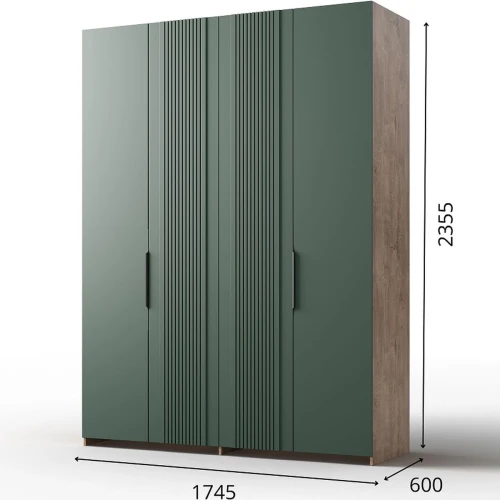 Шкаф «Герта» 4д КМК 0979.1, дуб канзас/зеленый матовый