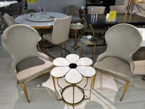 Стол журнальный Флер MH1804ET, 60х60х55, белый мрамор