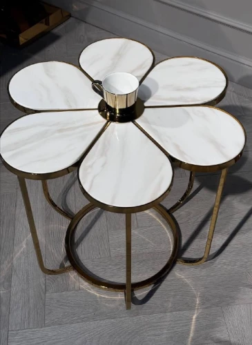 Стол журнальный Флер MH1804ET, 60х60х55, белый мрамор