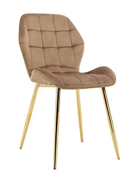 DC829 Стул мягкий, КАПУЧИНО#G62-07 велюр, каркас металл золото КРУГЛЫЙ