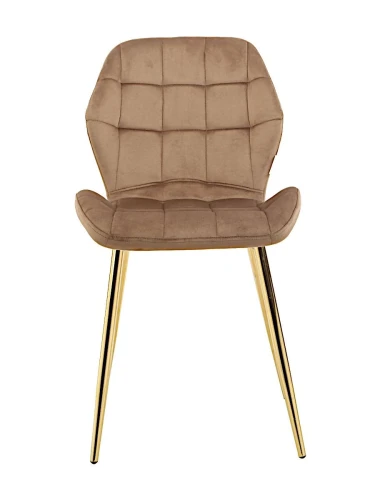 DC829 Стул мягкий, КАПУЧИНО#G62-07 велюр, каркас металл золото КРУГЛЫЙ