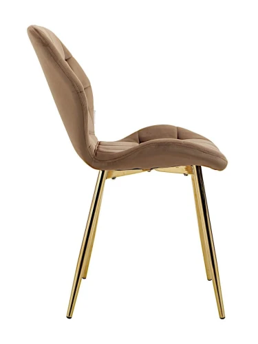 DC829 Стул мягкий, КАПУЧИНО#G62-07 велюр, каркас металл золото КРУГЛЫЙ