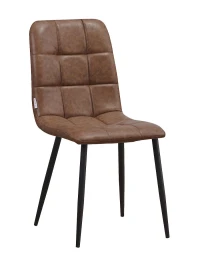 C919/DC809 Стул мягкий, СВЕТЛО-КОРИЧНЕВЫЙ#99-55 экокожа, каркас металл черный КРУГЛЫЙ