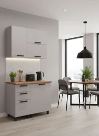 Готовая кухня МК Аленушка 1м с 3 ящ Лаванда Кашемир,скоба черный,сонома