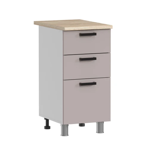 Готовая кухня МК Аленушка 1м с 3 ящ Лаванда Кашемир,скоба черный,сонома