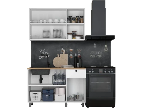 Кухонный гарнитур «Ева» 120см, Белый шагрень (дуб классический)