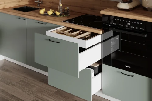 Готовая кухня КГ 2100 Эмаль, Олива  Арника РМ в.6