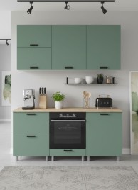 Готовая кухня МК Аленушка 1,8м Орешник Матовая Мята,скоба черный,сонома (без столешницы)