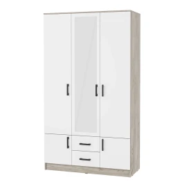 Шкаф трехстворчатый Ронда ШК-3, Дуб крафт серый, Белый