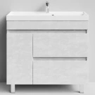 Тумба Бест 90 левая дверь, напольный, Белый камень ПВХ 57805 Vodok с раковиной в комплекте